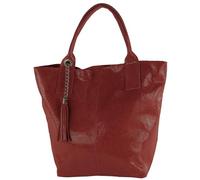 modamoda de - T248 - Ital. Shopper Large avec poche intérieure en cuir, rouge rubis, L