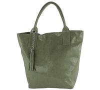 modamoda de - T248 - Ital. Shopper Large avec poche intérieure en cuir, vert olive, L
