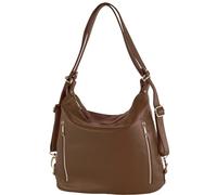 modamoda de - T249 - ital. Sac à dos 2 en 1 pour femme en cuir, chocolat, M