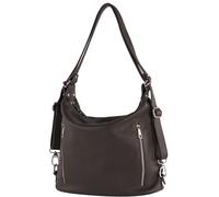 modamoda de - T249 - ital. Sac à dos 2 en 1 pour femme en cuir, chocolat noir, m