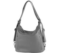 modamoda de - T249 - ital. Sac à dos 2 en 1 pour femme en cuir, gris graphite, m