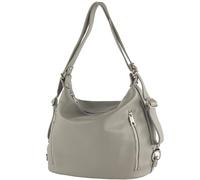 modamoda de - T249 - ital. Sac à dos 2 en 1 pour femme en cuir, Gris télé., m