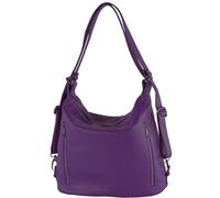 modamoda de - T249 - ital. Sac à dos 2 en 1 pour femme en cuir, lilas, m