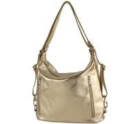 modamoda de - T249 - ital. Sac à dos 2 en 1 pour femme en cuir, Métal doré clair, m