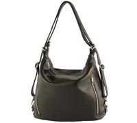 modamoda de - T249 - ital. Sac à dos 2 en 1 pour femme en cuir, Noir , m