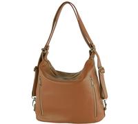 modamoda de T249 Sac à dos sac à bandoulière 2 en 1 pour femme en cuir fait main en Italie, cognac, m