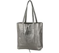 modamoda de - T253 - Ital. Sac à main avec poche intérieure en cuir, Anthracite métallisé, m