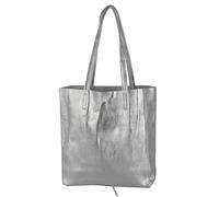modamoda de - T253 - Ital. Sac à main avec poche intérieure en cuir, Argent métallisé, m
