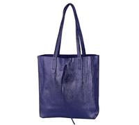 modamoda de - T253 - Ital. Sac à main avec poche intérieure en cuir, bleu-violet métallisé, m