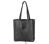 modamoda de - T253 - Ital. Sac à main avec poche intérieure en cuir, Noir métallisé, m