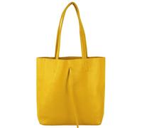 modamoda de - T253 - Sac fourre-tout en cuir italien avec poche intérieure, jaune soleil, Medium