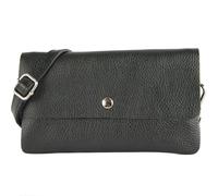 modamoda de - T257 - Sac à bandoulière en cuir véritable petit fabriqué en Italie, Noir , s
