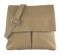modamoda de - T63LEDER - Sac à bandoulière en cuir pour femme, Gris beige., s