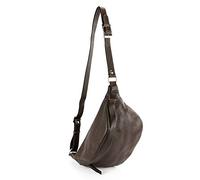 modamoda de - T77 Grand sac banane Sac poitrine italien en cuir souple, chocolat noir, Large
