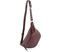 modamoda de - T77 Grand sac banane Sac poitrine italien en cuir souple, Violet bordeaux, Large