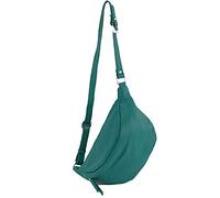 Modamoda de - T77 - Sac Banane Italien en Cuir Souple, Taille Moyenne, Pétrole, Sportif et Tendance, Poche de Poitrine