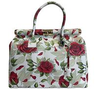 Modarno Sac à main pour femme en cuir avec bandoulière 35 x 28 x 16 cm, Rose barbelé