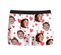 Modaworld Caleçon de Nouveauté Personnalisé pour Hommes avec Photo, Boxer Personnalisé avec Photo pour Homme, Cadeau de Saint-Valentin pour Mari Père Ami