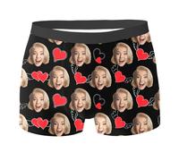 Modaworld Calecon Personnalisé Homme Photo avec Le Visage Boxer, Personnalisé Humour Boxer Personnalisable Cadeau Saint Valentin pour Copain, Mari, Cadeau de Anniversaire Saint Valentin