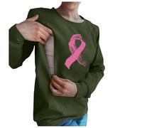 Modaworld Cancer du Sein d'Octobre T Shirt Allaitement Femme, Femme Cancer du Sein Octobre Rose Ruban Arc-en-Ciel Enceinte Côté Allaitement Vetement T Shirt