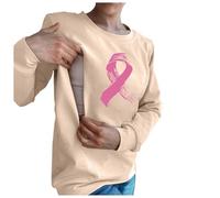 Modaworld Cancer du Sein d'Octobre T Shirt Allaitement Femme, Femme Cancer du Sein Octobre Rose Ruban Arc-en-Ciel Enceinte Côté Allaitement Vetement T Shirt