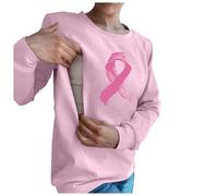 Modaworld Cancer du Sein d'Octobre T Shirt Allaitement Femme, Femme Cancer du Sein Octobre Rose Ruban Arc-en-Ciel Enceinte Côté Allaitement Vetement T Shirt