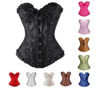 Modaworld Corset Bustier Femme Sexy Top Lacets Gothique Dentelle Floral Gothique Bustier Top Noir Corset Pirate Femme Steampunk Bustier Carnaval,Jeu de Rôle