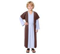 Modaworld Costume Enfant Berger Costume Enfant Berger, Déguisement Joseph, Tenue Noël, Idéal pour Fêtes et Représentations Crèche, Noël, Carnaval