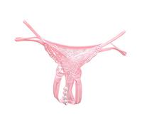 Modaworld Culotte Sexy Femme Ouverte Coquine String en Dentelle avec Noeud Lace Floral Transparent Tangas Slips Mystérieux Erotique Sexy String
