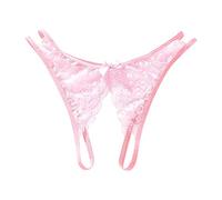 Modaworld Culotte Sexy Femme Ouverte Coquine String en Dentelle avec Noeud Lace Floral Transparent Tangas Slips Mystérieux Erotique Sexy String