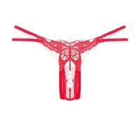 Modaworld Culotte Sexy Femme Ouverte Coquine String en Dentelle avec Noeud Lace Floral Transparent Tangas Slips Mystérieux Erotique Sexy String