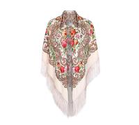 Modaworld Écharpe à franges traditionnelle pour femme - Châle rétro à motif floral, poncho 2025 Hiver Automne Femme Brodé Oversize Tassel Pashmina Châle Écharpe pour Femme