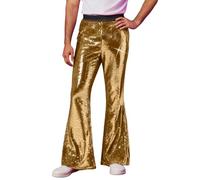 Modaworld Pantalon Disco Homme Pailleté Brillant Coupe Évasée Rétro Chic | Costume de Danse, Tenue de Scène, Taille Élastique, Ceinture Haute, Jambes Larges, Soirée Club, Fête