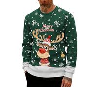 Modaworld Pull De Noël Homme Le Père Imprimé Moche Décontracté en Tricot pour Doux, Sweater 3D Impression Moche Jumper Rigolo Pull Over Noel Sweat-Shirt Merry Christmas Sweatshirt