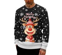 Modaworld Pull De Noël Homme Le Père Imprimé Moche Décontracté en Tricot pour Doux, Sweater 3D Impression Moche Jumper Rigolo Pull Over Noel Sweat-Shirt Merry Christmas Sweatshirt