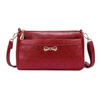ModaZeal Petit sac à bandoulière pour femme avec fermeture éclair multiple en cuir synthétique souple pour téléphone, sac à main à bandoulière avec décoration élégante papillon, #126 Rouge
