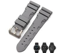MODBAND Bracelet de montre en caoutchouc naturel, 22mm, 24mm, 26mm, pour Panerai Luminor PAM441, noir, bleu, Orange, Sport, étanche, outils(Gray Gray-silver,26mm)