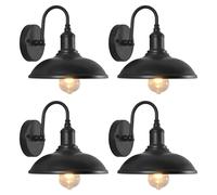 Moddeny 4 Pack Applique Murale Extérieure Porche Appliques Murales Ferme Étanche Col De Cygne Lumière Vintage Fer Extérieur Garage Lumières 10 En Noir Applique Murale Pour Porche Garage Patio Et Porte