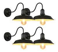 Moddeny 4 Pack Appliques murales d'extérieur rétro en fer col de cygne grange lumière noir vintage porche applique murale étanche garage lumière ferme montage mural luminaire extérieur