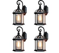 Moddeny 4 Pack Porche Vintage Applique Murale Antirouille Étanche Lanternes Murales Extérieures En Aluminium Verre Ferme Montage Mural Luminaire Pour Garage Patio Porte Extérieur Applique Murale