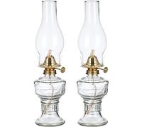 Moddeny Lampe à huile rétro à flamme nue, lampe à kérosène en verre de 12,99 * 2,99 pouces, lampes à huile coupe-vent pour éclairage intérieur, pour chambre à coucher, bureau (2 Pièces)