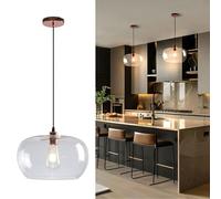 Moddeny Lustre à tête unique Lustre en verre postmoderne E27 Éclairage suspendu en fer de luxe pour îlot de cuisine Lampe en verre nordique Lampes adaptées aux cuisines
