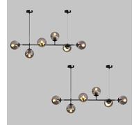 Moddeny Lustre moderne à 6 lumières E27 en Europe du Nord, lustre industriel en boule de verre de 51 pouces, lampe suspendue pour salon, salle à manger, décoration artistique, restaurant (2 Pièces)