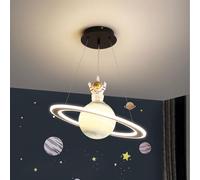 Moddeny Suspensions Planètes pour chambre d'enfant, lustre d'intérieur moderne en acrylique, réglable, culot E27, avec abat-jour rond en verre, pour salon, chambre d'enfant