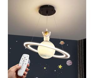 Moddeny Suspensions Planètes pour Chambre d'Enfants avec Télécommande, Lampes Suspendues à Globe LED Modernes, Lustre Suspendu Réglable 3CCT en Acrylique et Verre pour Salon et Chambre d'Enfants
