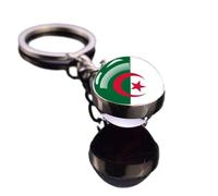 Mode Algérie Drapeau National Pendentif Porte-Clés Nouveauté Boule De Verre Double Face Porte-Clés, Créativité Afrique Bannière Porte-Clés Souvenirs, Porte-Clés Patriotique Du Monde Bijoux P