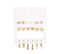Mode Alliage Boucles d'Oreilles, 9pcs boucles d'oreilles pour femme, Heart-Form, Floral, Diamant Boucles d'oreilles, Femme Bijoux de Soirée, Cadeaux pour les Amis et Epouses