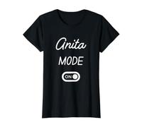 Mode Anita Activé Nom Drôle T-Shirt Graphique avec Valeur, Femme, Noir, XS