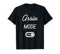 Mode Assia Activé Nom Drôle T-Shirt Graphique avec Valeur, Homme, Noir, S