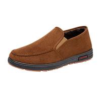 Mode automne et hiver hommes chaussures décontractées plat antidérapant toile supérieure bout rond couleur unie sans lacet en peluche chaud et confortable Chausson Homme Confort Avec Talon